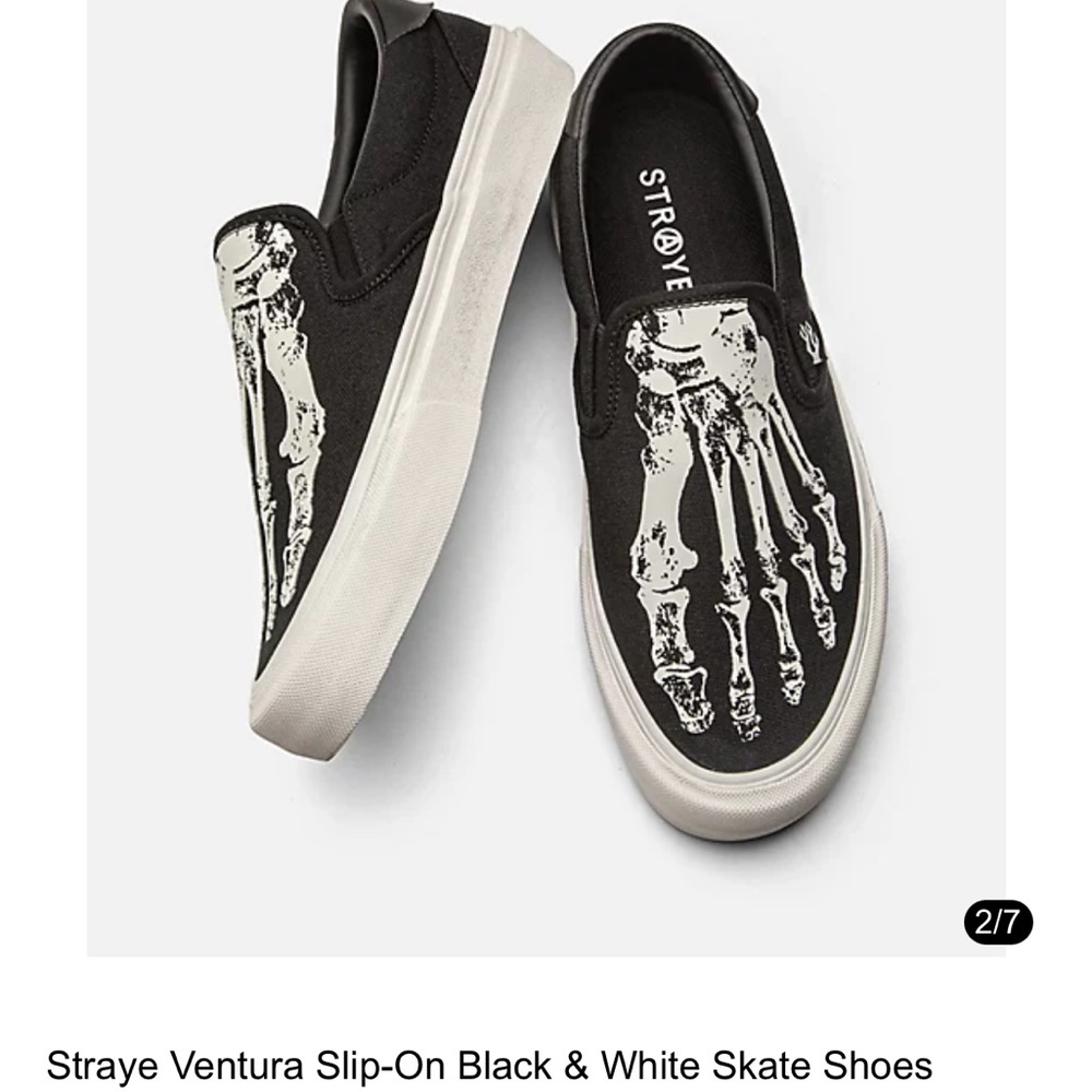 NWT Straye Ventura Slip-On Black & White Skate Shoes